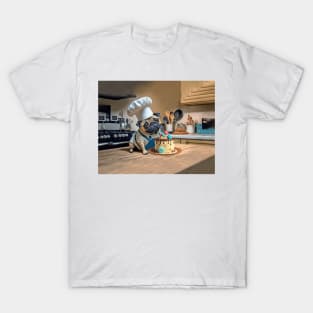 Pug Dog Cake Baker Chef T-Shirt